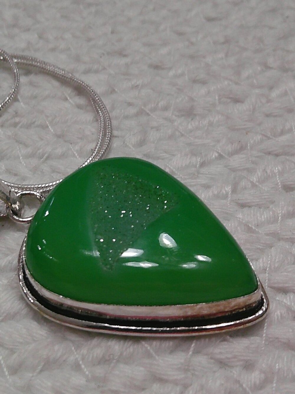 Stunning GREEN BOTSWANA AURA Handmade Sterling 925 Pendant/Chain #27F